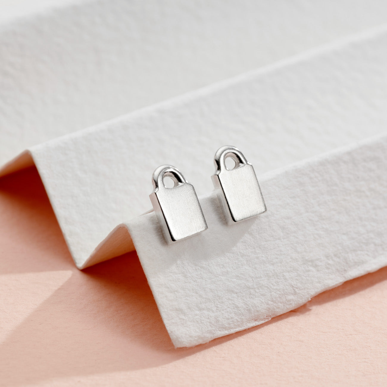 Silver Padlock Stud Earrings