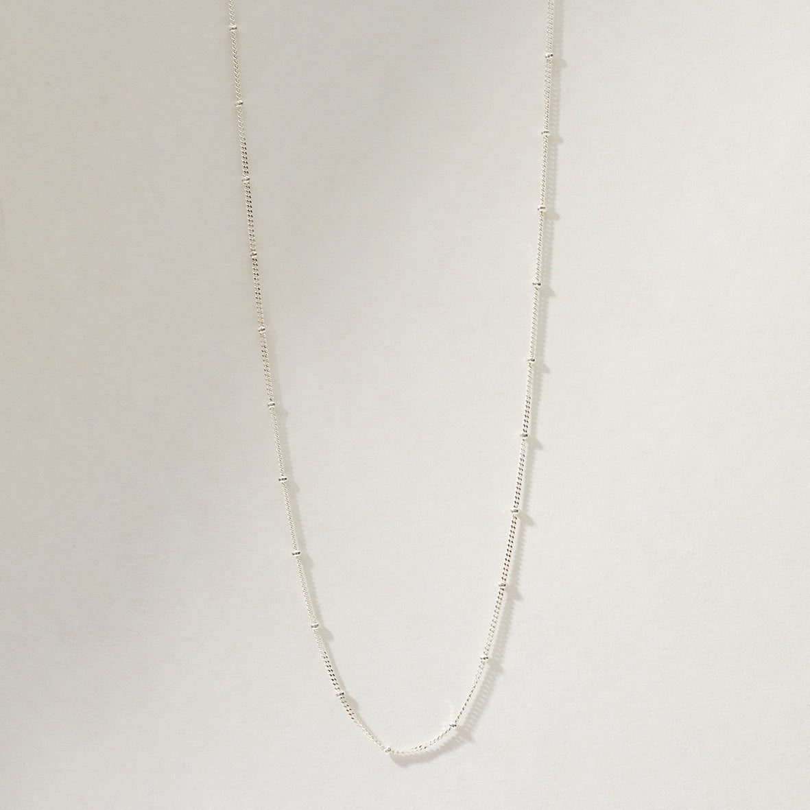 Minimalist Bead Chain Necklace Silver