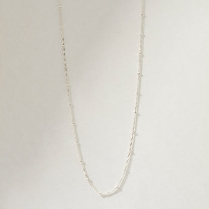 Minimalist Bead Chain Necklace Silver