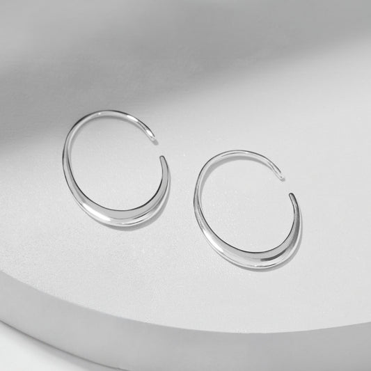 Silver Oval Hoop Earrings