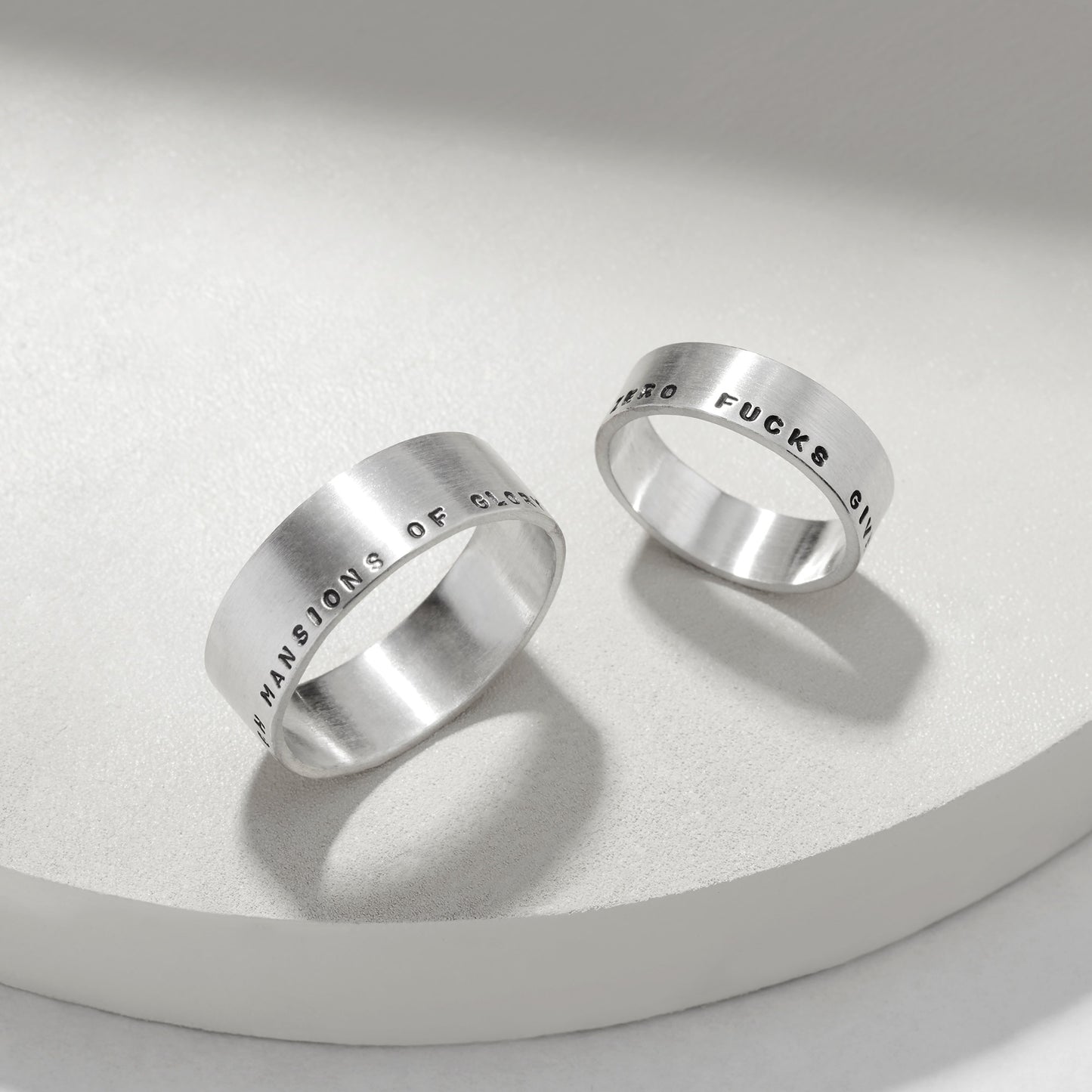 Personalised Silver Narrative Rings