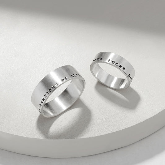 Personalised Silver Narrative Rings