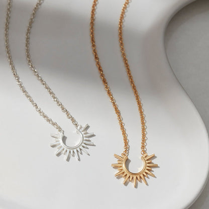 Sun Necklace Silver or Gold Vermeil