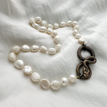 Baroque Pearl Necklace with Snake clasp - Exclusives Sale