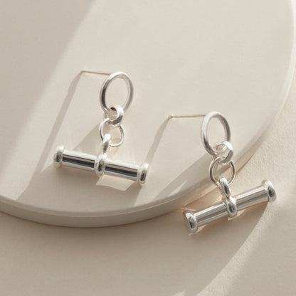 Sterling Silver T Bar Drop Earrings