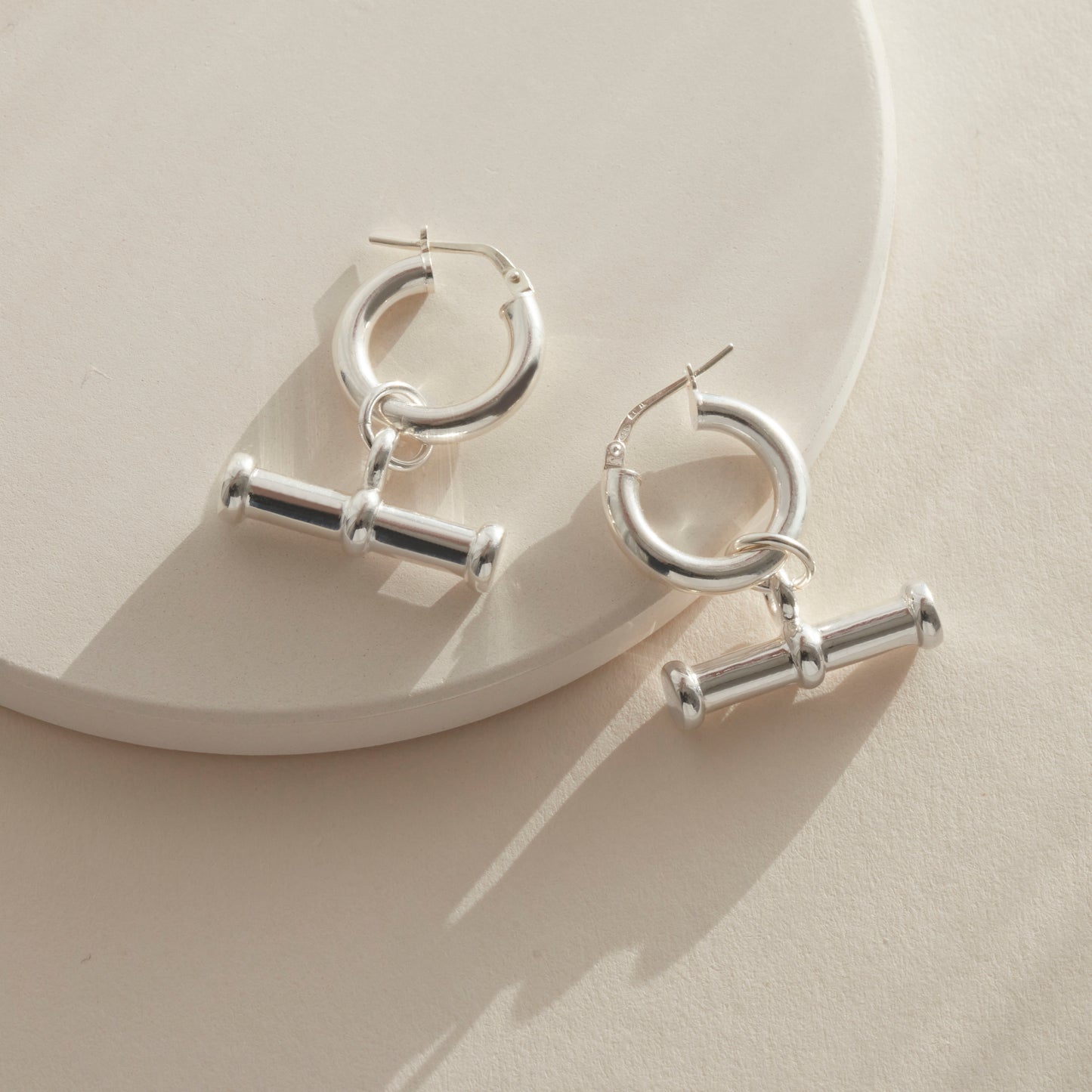 Sterling Silver Hoop T Bar Earrings