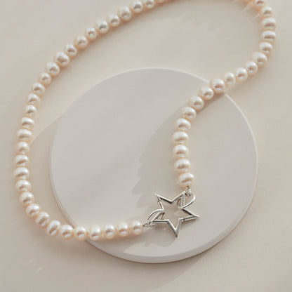 Pearl Necklace with Star Clasp