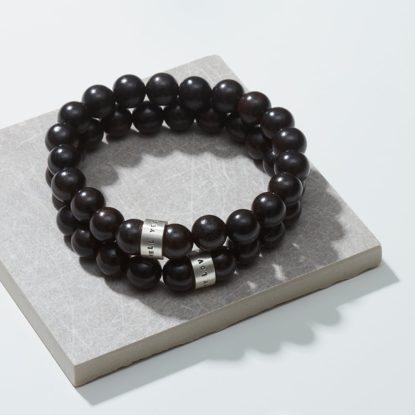 Personalised Mens Ebony & Silver Bracelet