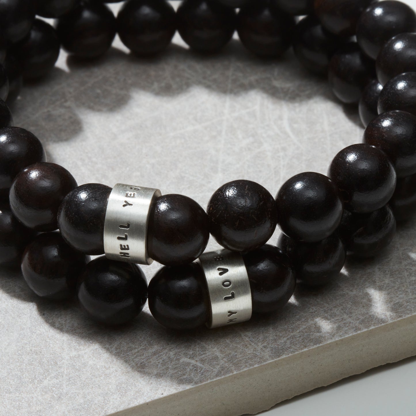 Personalised Mens Ebony & Silver Bracelet