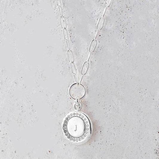 Personalised Initial Medallion Necklace Silver